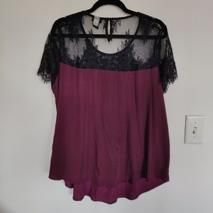 Lace Maroon and Black Top
